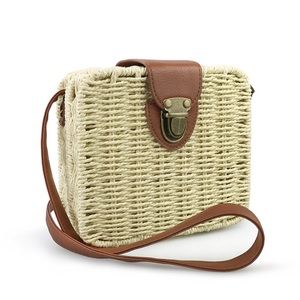 Retro Straw Portable Small Box Woven cross body